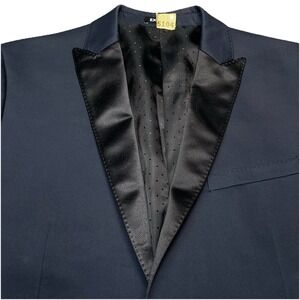 Express Tuxedo Jacket 38R 1B1V Slim Peak Lapel Midnight Navy Prom Cotton Blend